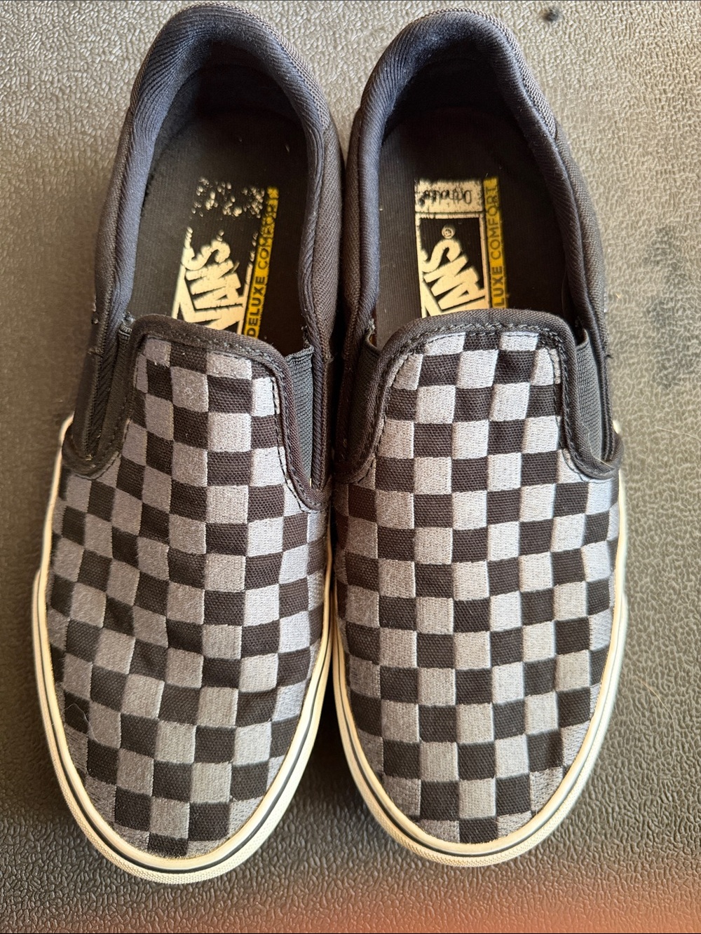Vans Checkerboard Slip-On Sneakers - Black & Gray